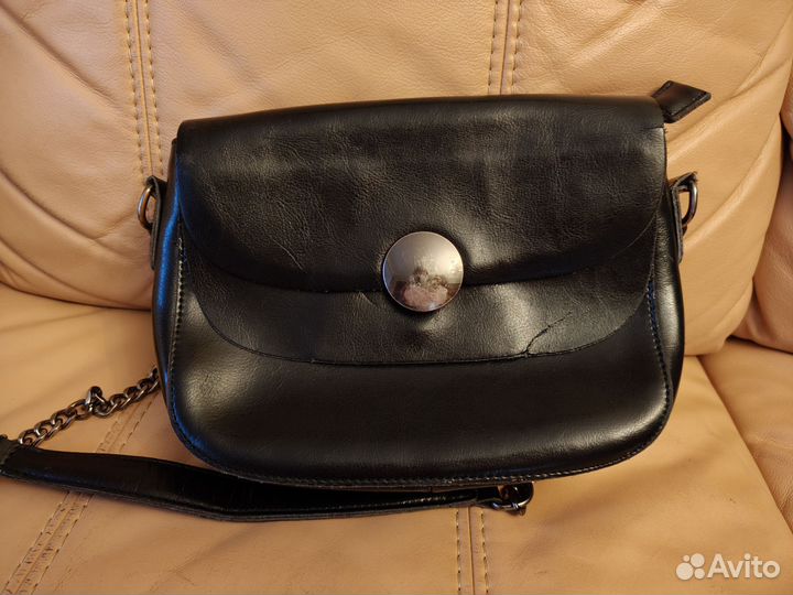 Сумка натуральная кожа чёрная