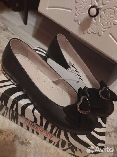 Туфли школьные кожаные, 35 размер