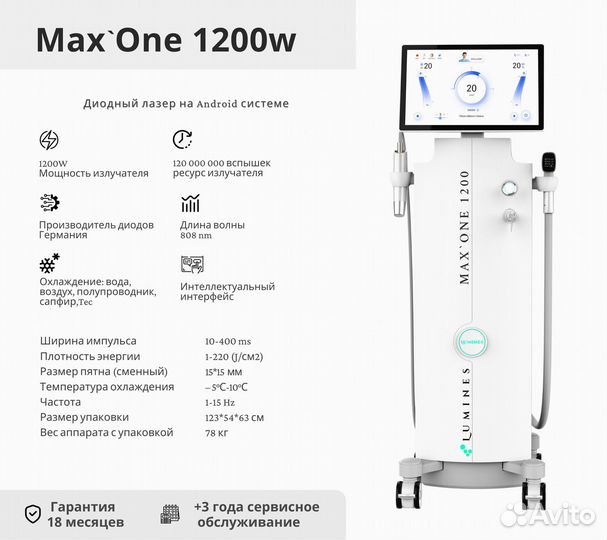 Аппарат для эпиляции Lumines-M Max One 1200в