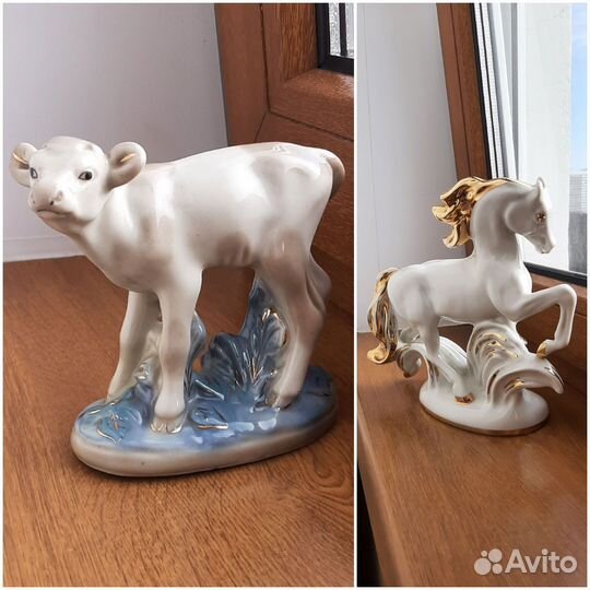 Фарфоровая статуэтка теленок, лошадь СССР
