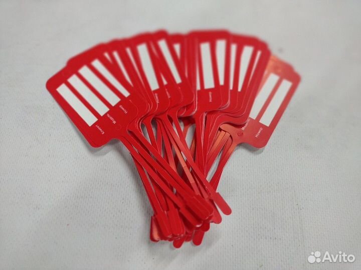 Пластиковая бирка для ключей красная уп.100шт