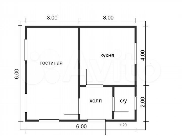 Дом 54 м² на участке 7 сот.