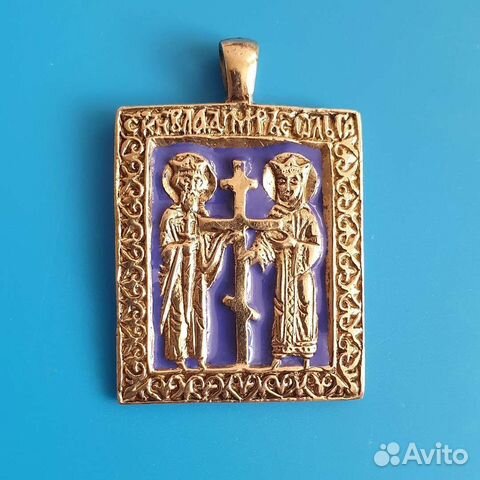 Святые Владимир и Ольга икона-подвеска