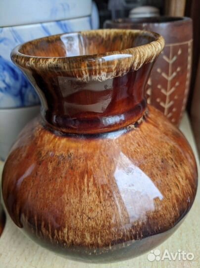 Вазочка керамика эмаль и стекло СССР