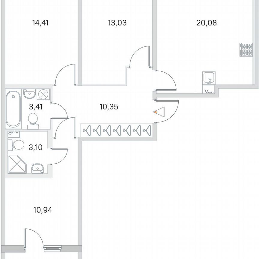 3-к. квартира, 77,6 м², 1/4 эт.