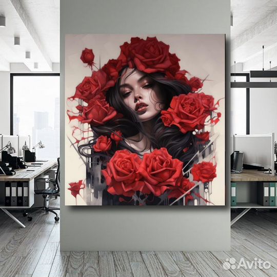 Картина маслом погружение в розы Онлайн примерка
