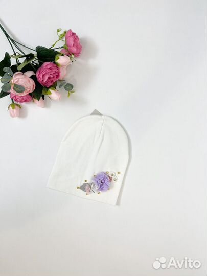 Новая трикотажная шапка для девочки 4-6 лет