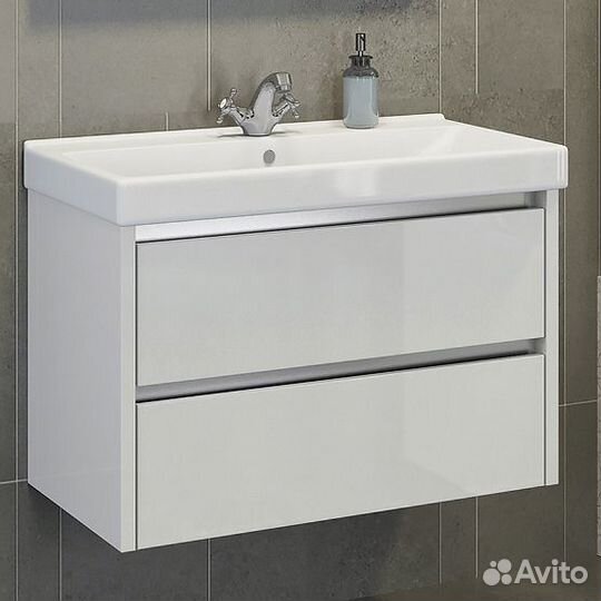 Тумба с раковиной Comforty Дублин 75 белый глянец