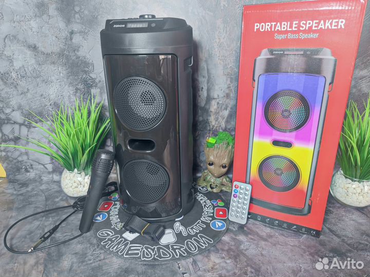 Колонка 42см с микрофоном, светомузыка, новая