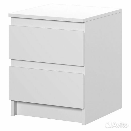 Тумбочка прикроватная 2 ящика белая 40х50