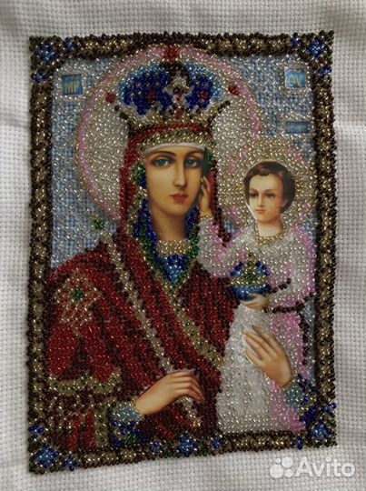 Вышивка икона бисер Пр. Богородица