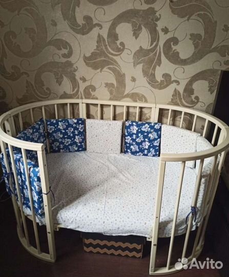 Детская кроватка трансформер круглая