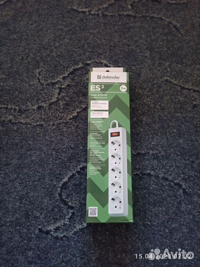 Сетевой фильтр Defender 3 метра, 10А Белый