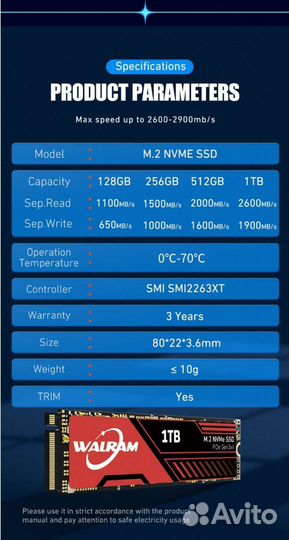 Walram Ssd m2 nvme 1tb