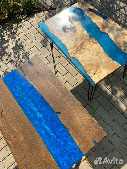 Журнальный столик эпоксидная смола и слэб