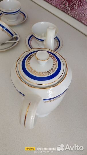Чайный сервиз Польша, кобальт с позолотой