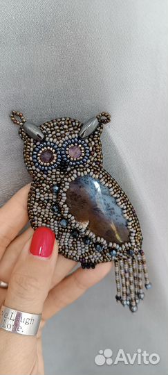 Подвеска ручная вышивка бисером