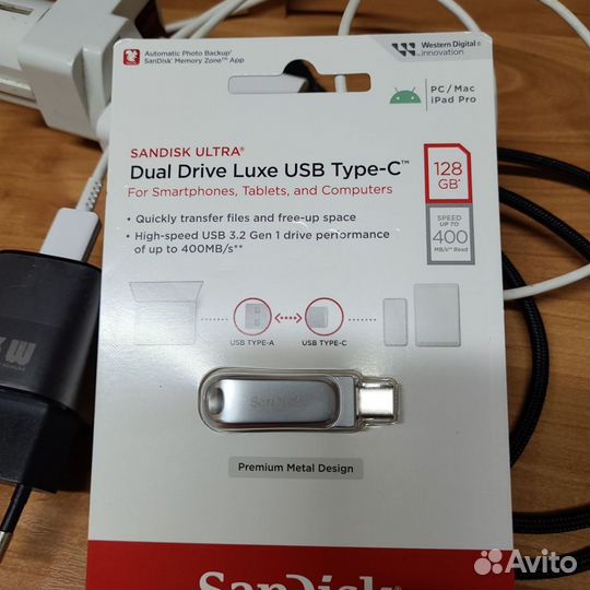 Флешка SanDisk Ultra dual drive 128 gb, 64gb