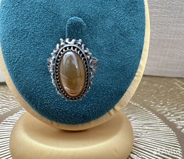 Кольцо сердолик серебро 875 звезда чернение винтаж