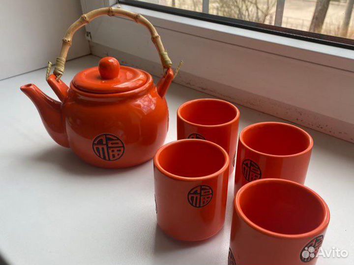 Китайский чайный набор оранжевый на 4 персоны