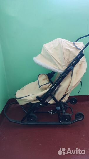 Детские санки коляска с колесами бу