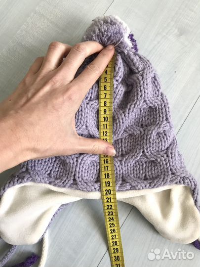 Новая детская тёплая шапка с ушками, размер 46-52