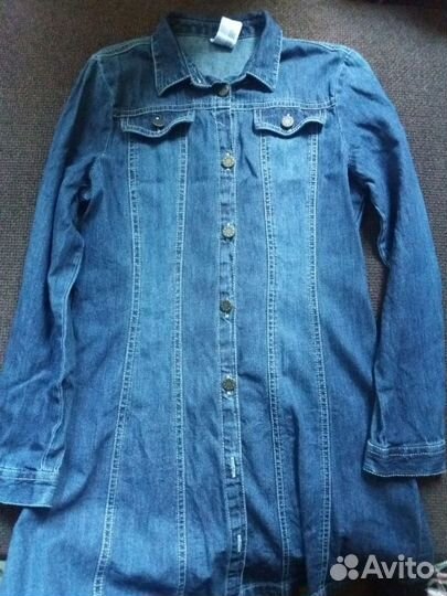 Джинсовое платье-халатик для девочки 152