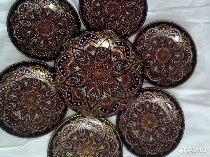 Посуда с точечной росписью сервиз ручная работа