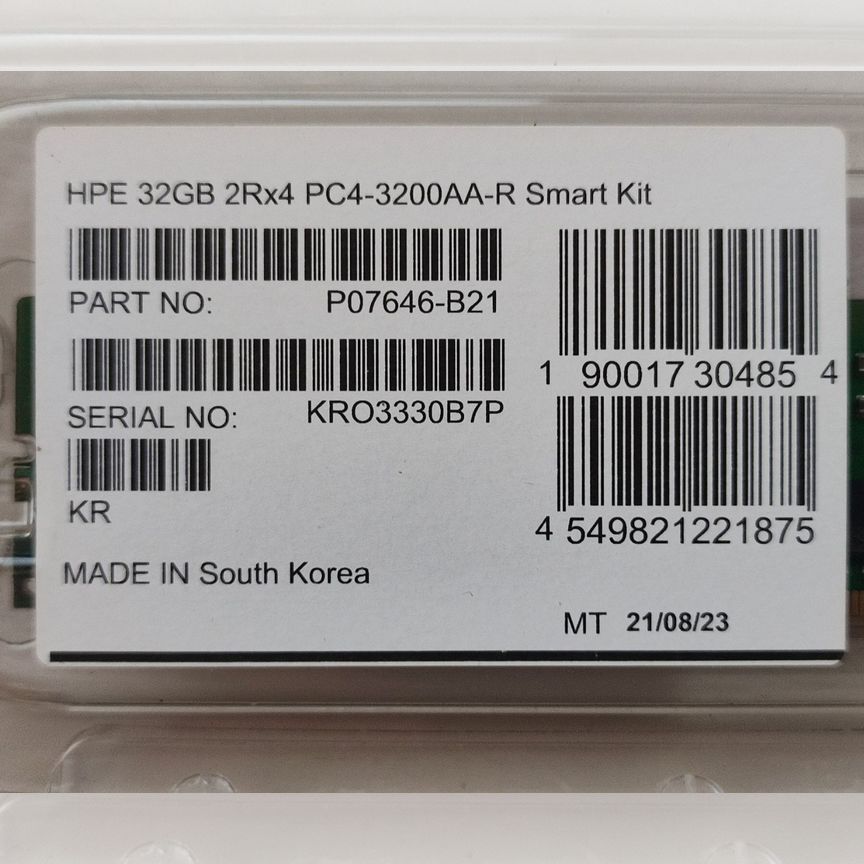 [P11444-191] 32 Gb 3200 Mhz Rdimm Hpe Склад 9 Шт