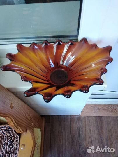 Ваза для фруктов чешское стекло