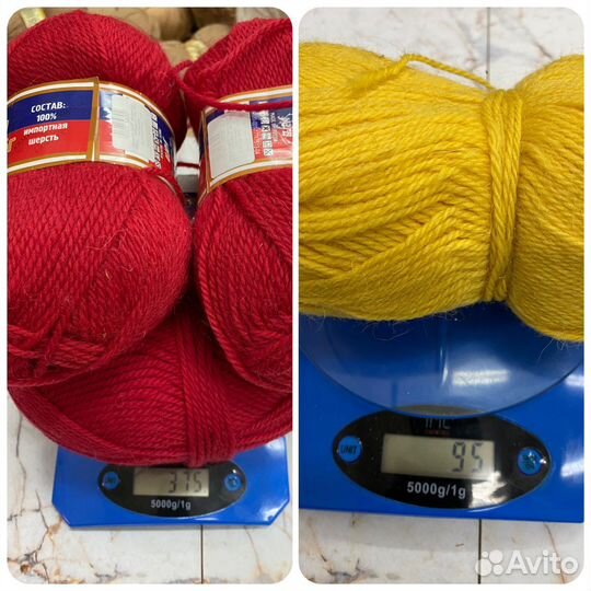 Пряжа для вязания шерсть, разные цвета и вес