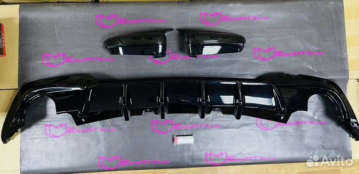 Диффузор накладки зеркал BMW G20 черный глянец