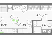 Квартира-студия, 26,9 м², 36/47 эт.