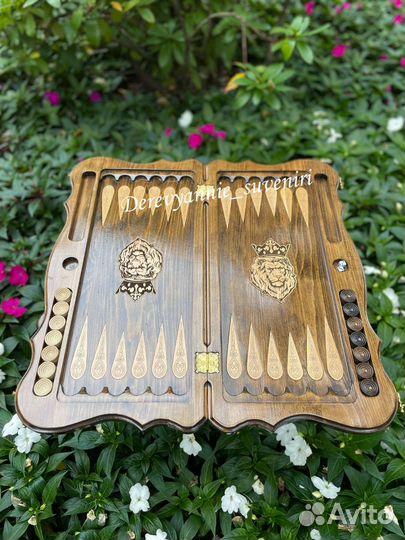Нарды шашки шахматы ручной работы со львом