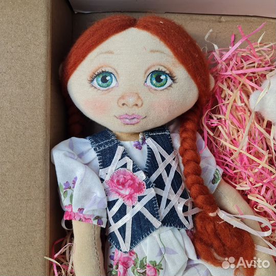 Авторская кукла ручной работы 35 см с мишкой тедди