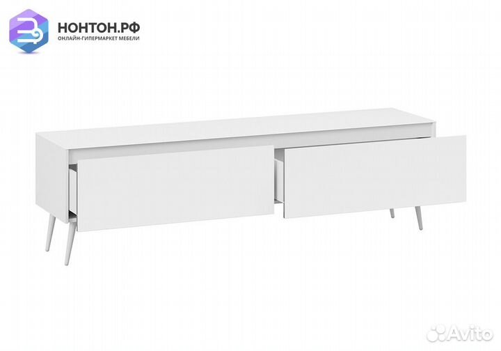Тв-тумба с опорами Глосс белый глянец
