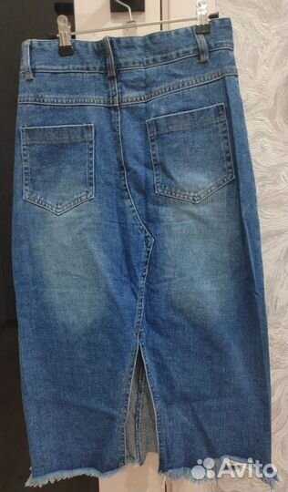 Джинсовая юбка миди