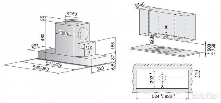 Вытяжка V-ZUG AiroClearCabinet V4000 AE4T-64010