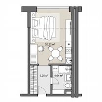 Апартаменты-студия, 32,9 м², 1/6 эт.