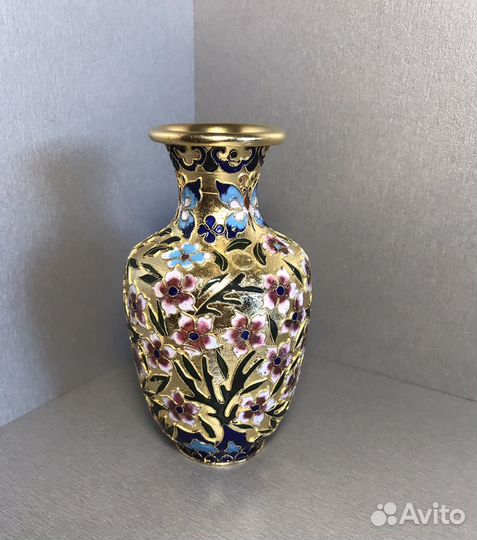 Ваза клуазоне, эмали, позолота, 12,5см