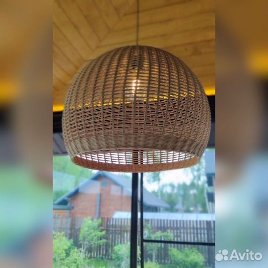 Плетенный абажур, плетный декор, дизайн интерьера