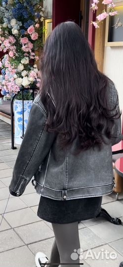 Кожаная куртка с эффектом потертости