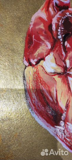 Подарок Сердце в золоте(масло, золото-акрил)