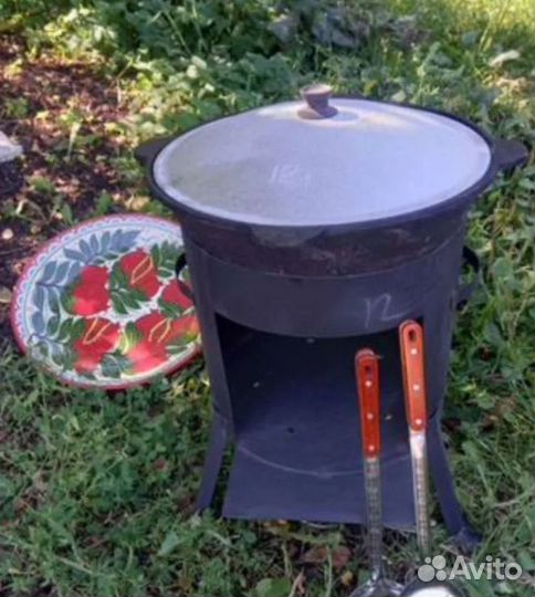 Казан чугунный 16 литров с печкой