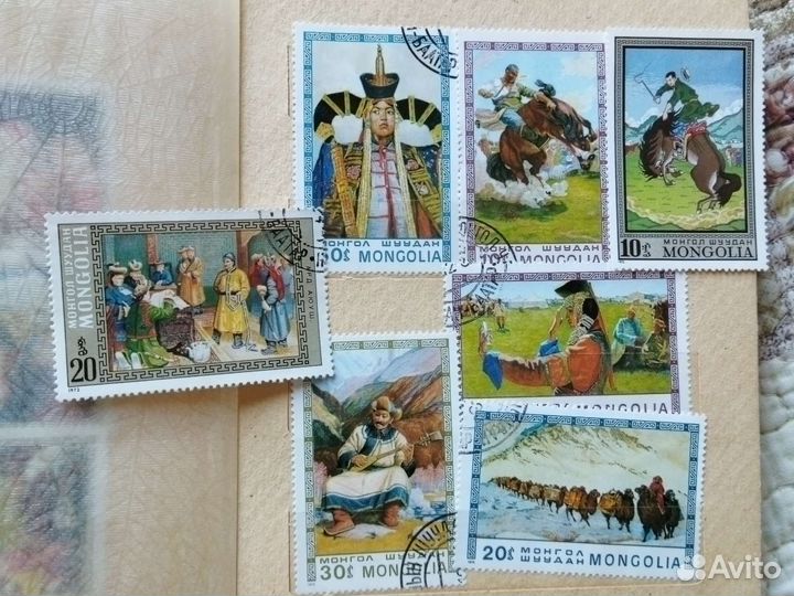 Почтовые марки Монголии Мадонна, монгол Шуудан др