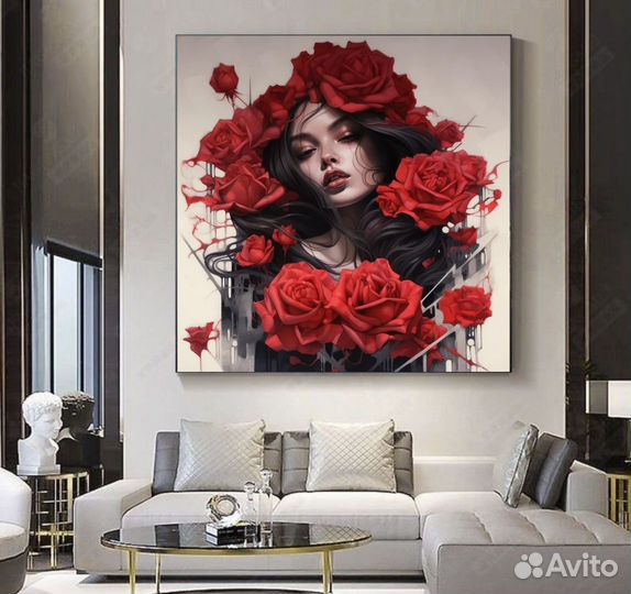 Картина маслом погружение в розы Онлайн примерка