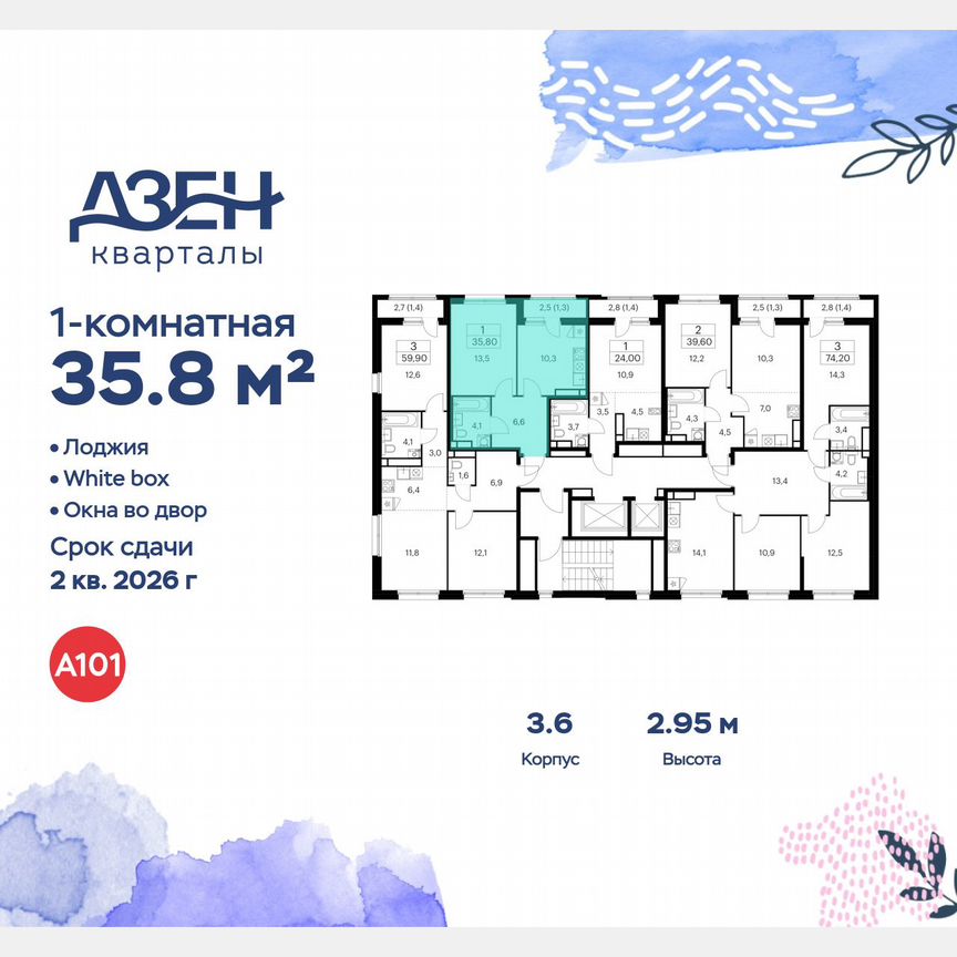1-к. квартира, 35,8 м², 12/12 эт.