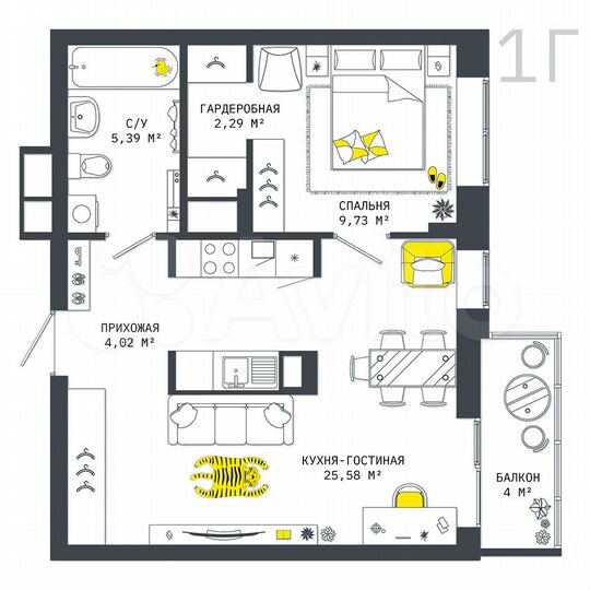 1-к. квартира, 51 м², 18/25 эт.