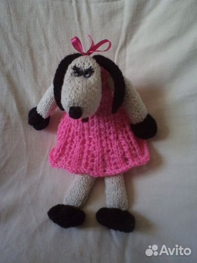 Вязаные игрушки Собачка 28 см