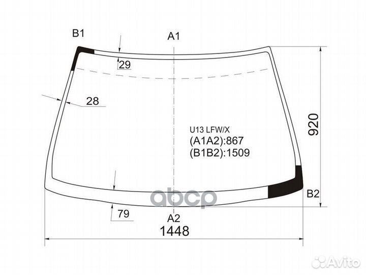 Стекло лобовое nissan bluebird sedan 91-95 U13